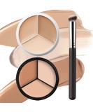 Alisesun 2 Pcs Tri-Color Concealer Cream Set with Brush - Color Correcting, Contour, Highlight, Dark Circle Concealer - Moisturizing & Long Lasting - Buy Online on GoSupps.com