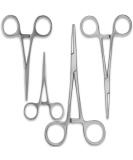Durable 4-Piece Straight Hemostat Set - High Quality Stainless Steel - Autoclavable - Precision Tips - Serrated Jaws - Three Locking Positions - 3.5 5 6.25 8 - 4 Pcs - Buy Online on GoSupps.com