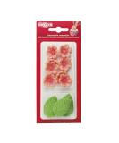 Dekora - Box of 8 Pink Sugar Flowers and 5 Green Leaves - Edible Cake Decorating Tools - Sugar Cake Decoration - Birthday Sugar Cake Decoration - Buy Online on GoSupps.com