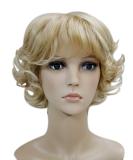Kalyss Golden Blonde Short Curly Wig with Bangs | Heat Resistant Synthetic | 70's Style Full Hair Wig (10 Blonde) - Buy Online on GoSupps.com