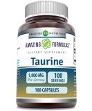 Amazing Formulas Taurine 1000mg Amino Acid Supplement 100 Capsules (Non GMO,Gluten Free) - Potent Antioxidant - Supports Eye Health, Healthy Cellular Activity & Cardiovascular Health 100 Count (Pack of 1) - Buy Online on GoSupps.com