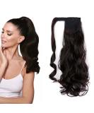 iLUU Darkest Brown Color Clip in Ponytail Extension Synthetic Wrap Around Long Curly Wavy Ponytail Natural Looking Lady Women Girl 100g Magic Paste Ponytail Hair Piece (18 Inch 4A#) #4A-darkest brown - Buy Online on GoSupps.com