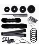 PARFINER French Twist Bun Maker Kit Black - Hair Styling Accessories with Comb, Elastic Bands, Pins - Easy Snap Clip for Magic Bun Hairstyles - Buy Online on GoSupps.com