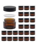 24 Pack 1 oz Amber Glass Cosmetic Jars with Lids - Travel Size Containers for Ointments, Lotion, Makeup - Refillable and Leakproof - Buy Online on GoSupps.com