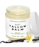 Suet Beef Tallow & Raw Honey Balm | Natural Face & Body Moisturizer with Vanilla Essential Oil (4oz) - Grass-Fed International Shipping - Buy Online on GoSupps.com