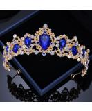 Kamirola Blue Baroque Vintage Crown - Princess Rhinestone Tiara for Christmas, Wedding, Prom - Women's Costume Accessory - Buy Online on GoSupps.com