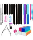 24 Pcs Nail File Set | Buffer Block, Cuticle Nipper & Pusher | Nail Scrubbing Brushes | Dead Skin Trimming & Polishing - Buy Online on GoSupps.com