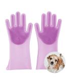Comfpet Pet Care Gloves for Dog & Cat Hair Removal | Food-Safe Silicone Brush for Bathing & Massaging Puppies & Kittens (Purple) - Buy Online on GoSupps.com
