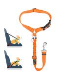 Slowton 2-in-1 Dog Car Belt | Adjustable Headrest Clasp & Universal Buckle | Reflective Rubber Band | Orange - 1PCS - Buy Online on GoSupps.com