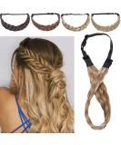 Buy Silk-Co Women's 5-Strand Blond Braided Hair Band | Vintage Elastic Headband for Weddings | Chestnut & Bleaching Blonde Hair Extensions - 3.8cm Wide - Buy Online on GoSupps.com