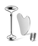 Stainless Steel Facial Roller & Gua Sha - Reduce Puffiness & Lymphatic Drainage | Best Facial Tools for Skin Treatment - Buy Online on GoSupps.com
