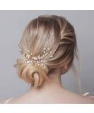 Bridal jewelry ercycle bride headdress wedding hair clip crystal hairpins vine flower leaf pearl hair accessories for bride - gold - Buy Online on GoSupps.com
