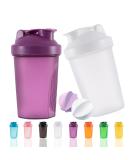 OOTD Protein Shaker Bottle 400ml - Leakproof BPA Free Perfect for Supplement Shakes | 2pcs Purple & White | Fitness Mixer with Sieve & Scale - Buy Online on GoSupps.com