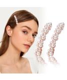 2Pcs Elegant Handmade Pearl Hair Clips | Gold Snap Barrettes for Styling | Durable Metal Alloy | 7cm x 1cm - Buy Online on GoSupps.com