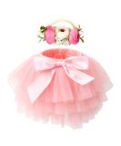 Hoolchean Baby Girls Soft Tutu Skirt & Flower Headband Set | 6-12 Months | Light Pink - Buy Online on GoSupps.com