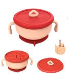 EasyRuir 3 in 1 Baby Bowl with Lid, Straw, and Snack Insert | Suction Toddler Bowl - BPA Free Self-Feeding Training Utensils | Pink - Buy Online on GoSupps.com
