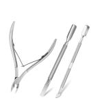 Stainless Steel Cuticle Cutter Set - Pusher, Nipper, Scissors & Scraper for Manicure & Pedicure - Buy Online on GoSupps.com