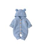 VICROAD Baby Hooded Knitted Romper | Newborn Boys Girls Onesie 6-12 Months Blue - Buy Online on GoSupps.com