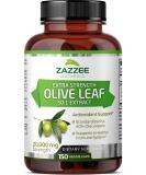 Zazzee Extra Strength Olive Leaf Extract 50:1 - 20 000 mg 40% Oleuropein 150 Vegan Capsules - Non-GMO All-Natural 5 Month Supply - Buy Online on GoSupps.com