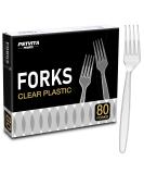 Clear Heavy Duty Plastic Forks - Pack of 80 | Disposable Party Supply - Buy Online on GoSupps.com