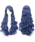 ColorfulPanda Long Curly Dark Blue Wig - Heat Resistant Synthetic Wig for Women - Perfect for Cosplay, Halloween, and Parties - Buy Online on GoSupps.com