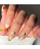 Summer Medium Lemon Press-On Almond Yellow False Nails - Full Cover Sticker with French Tips for Women and Girls - Buy Online on GoSupps.com