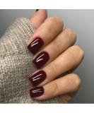 48PCS Reddish Brown Press on Nails - Xcreando Short Square Acrylic Fake Nails Set for Women & Girls | Glossy Wine Red Stick-On & Glue-On False Gel Nails - Buy Online on GoSupps.com