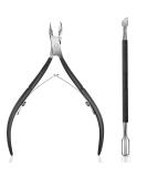 Ejiubas Cuticle Trimmer & Pusher Set - Professional Stainless Steel Cutter and Pusher for Fingernails and Toenails - Durable Pedicure Manicure Tools in Black - Buy Online on GoSupps.com