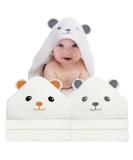 Roxanepig 2-Pack Baby Hooded Towels | 80x80 cm Bamboo Bath Towels for Newborns - Gray & Orange - Buy Online on GoSupps.com