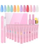 Makartt QikGel Nail Building Kit - Clear Pink All-in-One Gel Builder Set with 12 Vibrant Colors - Ideal for French Nail Art Designs - LED Lamp Required - Buy Online on GoSupps.com