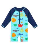 HUAANIUE Baby Girls One Piece Long Sleeve Swim Sun Protection Wetsuit UPF 50+ | Boys Bathing Beachwear | 0-6 Years | Long Bluesealife Swimwear - Buy Online on GoSupps.com