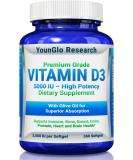 YounGlo Research Vitamin D3 5000 IU Softgels - Bone & Immune Support (360 Count) - Buy Online on GoSupps.com