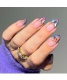 Mouyouglow Short Almond Nude Glitter French Tip Press-On Nails with Glue & 3D Rhinestones - Buy Now! - Buy Online on GoSupps.com