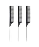 3 Pcs Anti-Static Carbon Fibre Metal Pin Tail Comb Set - Heat Resistant Salon Rattail Parting Comb for Women | Black 3.30 - Buy Online on GoSupps.com
