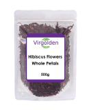 Hibiscus Flowers Whole Petals 500g by Virgolden - Iced Tea Karkade Draining Detox Treatment for Hibiscus Tea Vegan - Buy Online on GoSupps.com