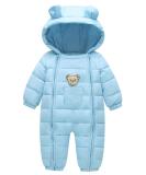 Happy Cherry Baby Infant Toddler Snowsuit Romper with Cartoon Bear Hood, Footie Pajamas - Light Blue (6-12 Months) - Buy Online on GoSupps.com