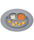 ez pz Mini Mat (Gray) - 100% Silicone Suction Plate with Built-in Placemat for Infants + Toddlers - First Foods + Self-Feeding - Comes with a Reusable Travel Bag - Buy Online on GoSupps.com