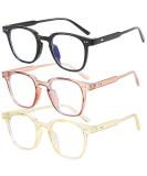 2 Pack Blue Light Blocking Glasses Anti Blue Light Gaming Glasses Retro Fashion Frame Non-Prescription Lens Anti Fatigue Headache Computer Screen Glasses for Women and Men Unisex Round Glasses A2 3pack black+pink+yellow - Buy Online on GoSupps.com