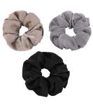 Women Satin Silk Hair Scrunchies - Set of 3 - Black Grey Beige - Soft Elastic Ponytail Hair Ties - Christmas Gifts - HS-01 - Buy Online on GoSupps.com