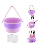 Buy Zxbaers 3-in-1 Makeup Brush Cleaner Mat | Portable Silicone Cleaning Bowl & Drying Holder - 20 Brush Protectors Included - Buy Online on GoSupps.com