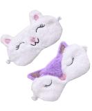 2 Pack Cute Animal Sleep Mask for Girls - Fox & Alpaca Cartoon Design - Soft Plush Blindfold Eye Cover for Women, Perfect for Travel, Nap, and Night Sleeping - Buy Online on GoSupps.com