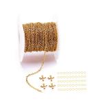 33ft 18K Gold Stainless Steel Flat Cable Chain Link Spool Bulk with 20 Lobster Clasps and 50 Jump Rings - 1.5mm Width for Pendant Necklace DIY Jewelry Making - Buy Online on GoSupps.com