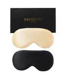2-Pack Natural Silk Eye Mask Set with Adjustable Straps - Black and Champagne | SHJINJU Sleep Eye Mask Shade for Puffy Eyes - Buy Online on GoSupps.com
