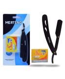 Merteno Professional Straight Edge Razor with 100 Shark Blades - Stainless Steel Men's Manual Shaver for Close Shaving (Black) - International Shipping Available - Buy Online on GoSupps.com