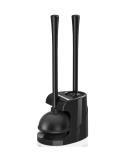 2-in-1 Toilet Plunger and Brush Set with Ventilated Holder - Heavy Duty Bathroom Cleaning Combo in Modern Caddy Stand (Black) - Buy Online on GoSupps.com