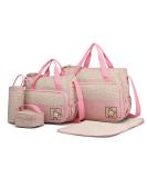 Miss Lulu 5-Piece Baby Diaper Bag Set - Pink Shoulder Bag with Bottle Holder & Changing Pad | Shop Now! - Buy Online on GoSupps.com