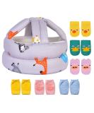 Umtiti Baby Adjustable Helmet Lightweight and Soft with 3 Pairs Baby Knee Pads for Crawling & 3 Pairs Baby Socks Great for Baby Learning to Walk and Crawl. Zoo Gray+6 Zoo Grey - Buy Online on GoSupps.com