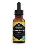 High Dose Vitamin D3 + K2 Drops 50ml | 1000 IE Liquid for Kids 1+ | Pure All-Trans K2 MK-7 | Lab Tested No Additives | Made in Germany - Buy Online on GoSupps.com