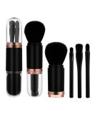 Molain Small Make-up Brush Set - 4-in-1 Portable Travel Brush Kit | Lip Highlight Eyeshadow & Foundation Brushes - Retractable Mini Face Cosmetic Brushes in Black - Buy Online on GoSupps.com