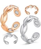 Cigmag 2PCs Magnetic Lymph Drainage for Women - 99% Pure Copper Adjustable Finger Rings in Silver & Rose Gold with Gift Box - Buy Online on GoSupps.com